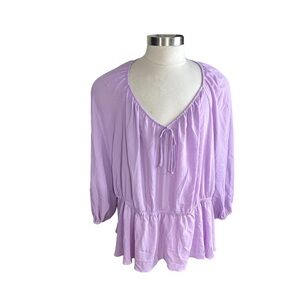 Beauticurve x Lane Bryant Women Lavender Long Sleeve Tunic Top Sz 28 Tiered EUC